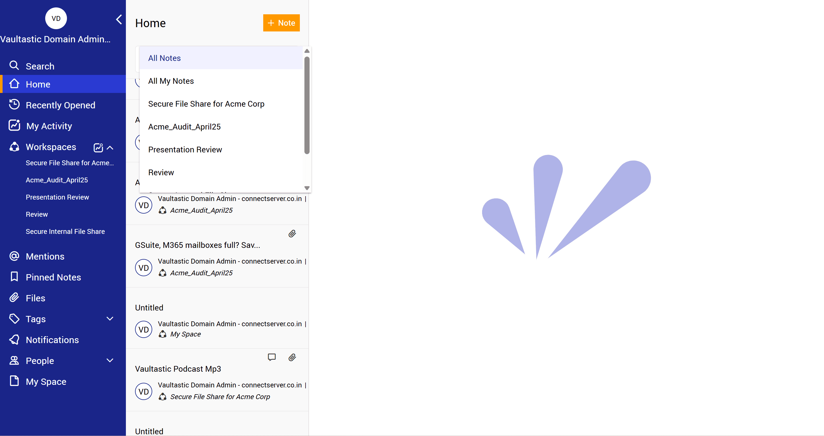 Data workspace